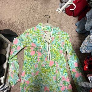 Lilly Pulitzer Green and Pink Floral Top